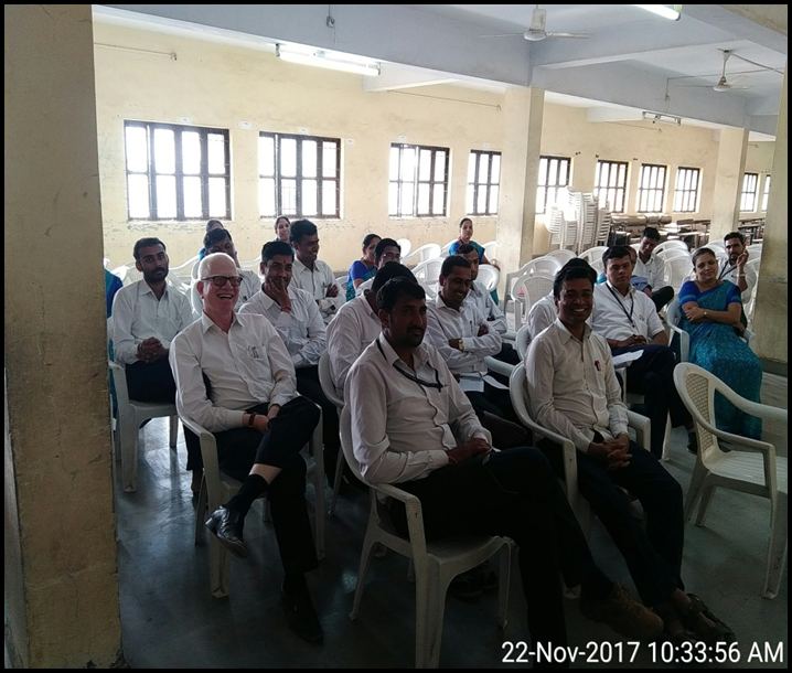 Group photo at a college investment seminar